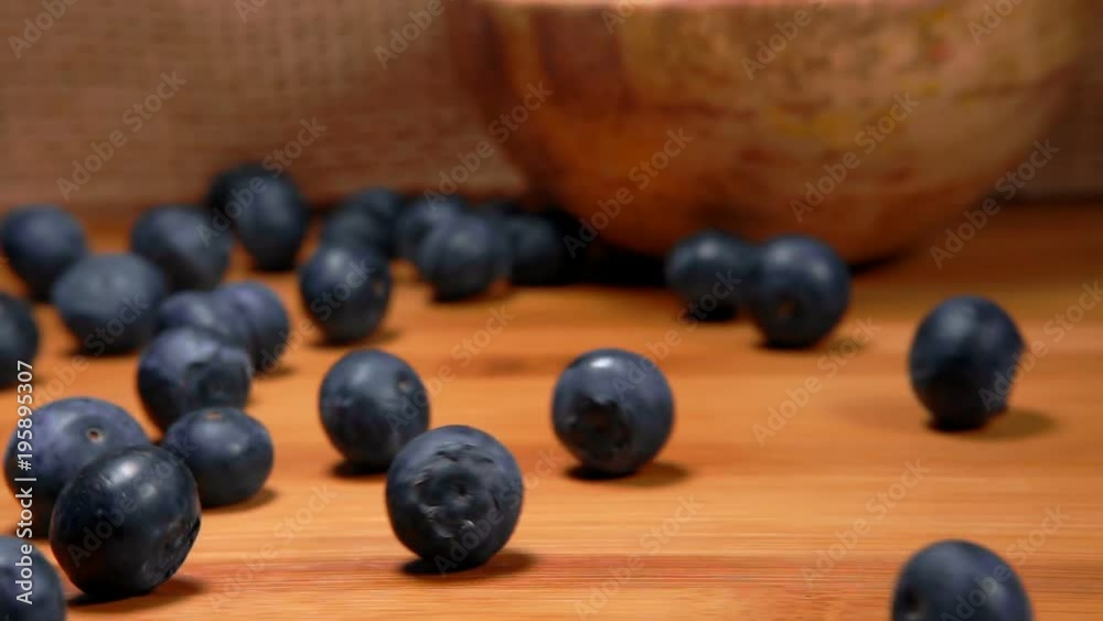 Large blueberries rolls on the wooden table Large blueberries rolls on the wooden table