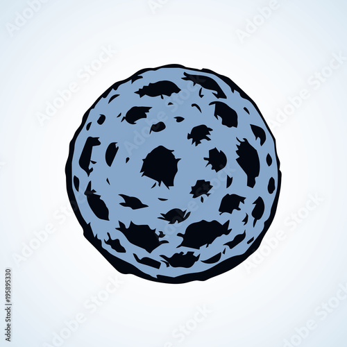 Moon with craters. Vector drawing