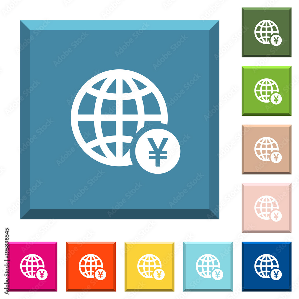 Online Yen payment white icons on edged square buttons Online Yen payment white icons on edged square buttons