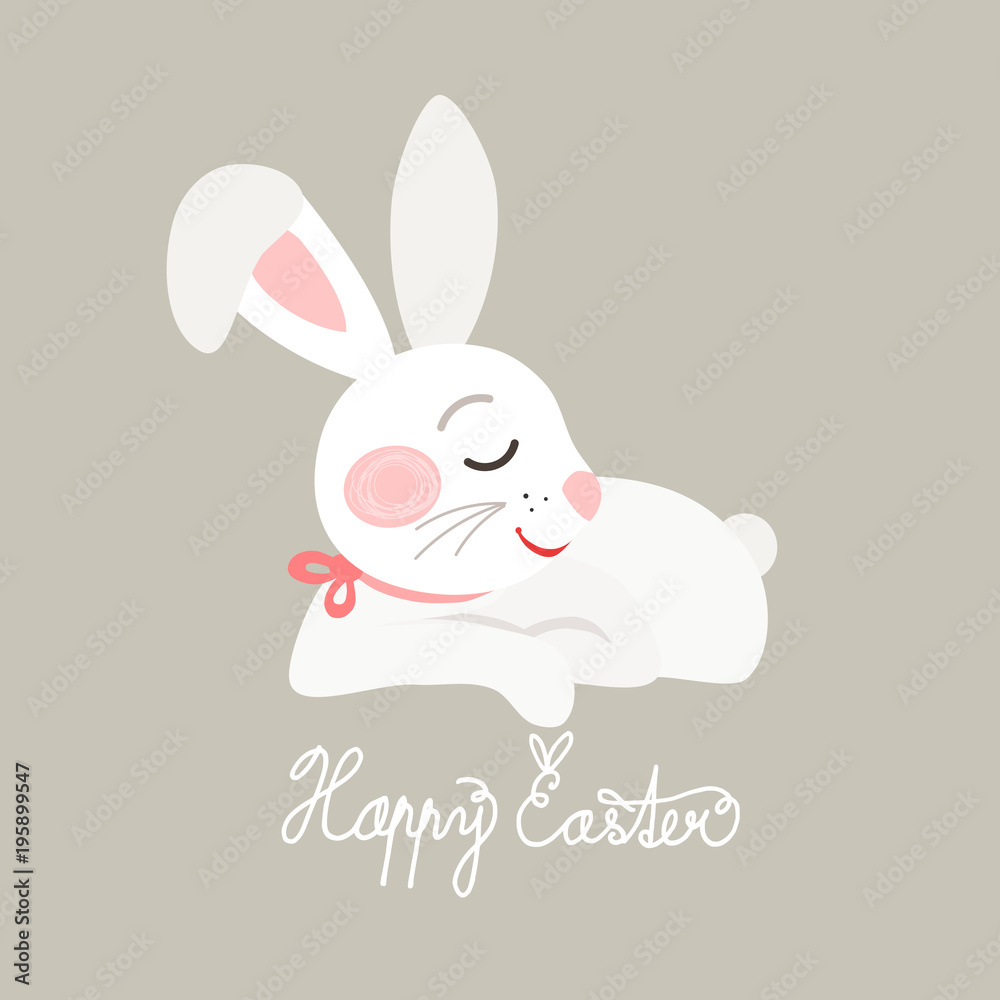 White Easter bunny, vector illustration