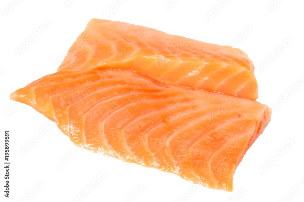 Red fish. Raw salmon fillet isolate on white background Red fish. Raw salmon fillet isolate on white background