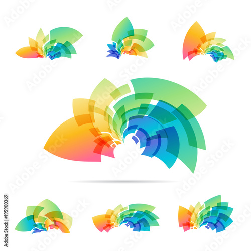 Set logotype, colorful abstraction sign