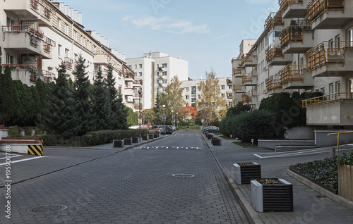 A small street of the modern residential area is Warsaw. photo