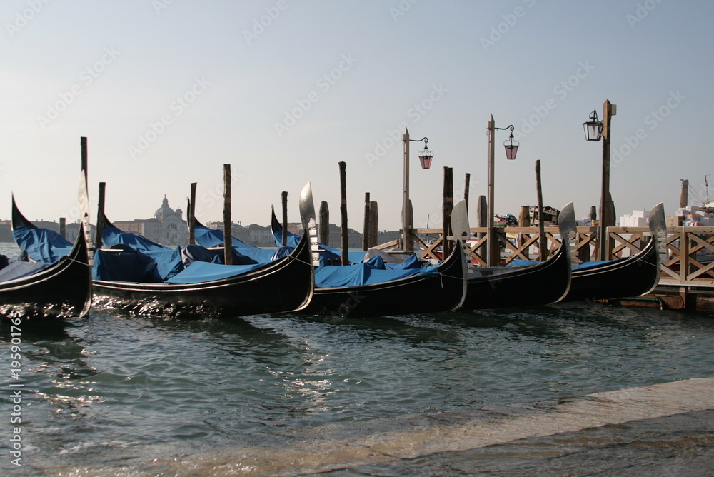 Venetian boats on the grand canal at the venice italy during the vacation 