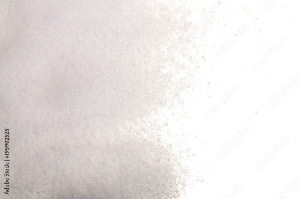 Fototapeta premium Pile of salt crystals isolated over the white background with copy space for your text. Top view. Flat lay