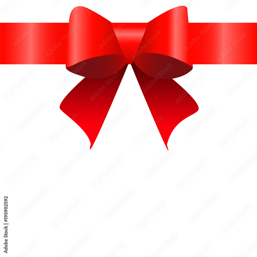 Red bow ribbon. Vector illustration for your design