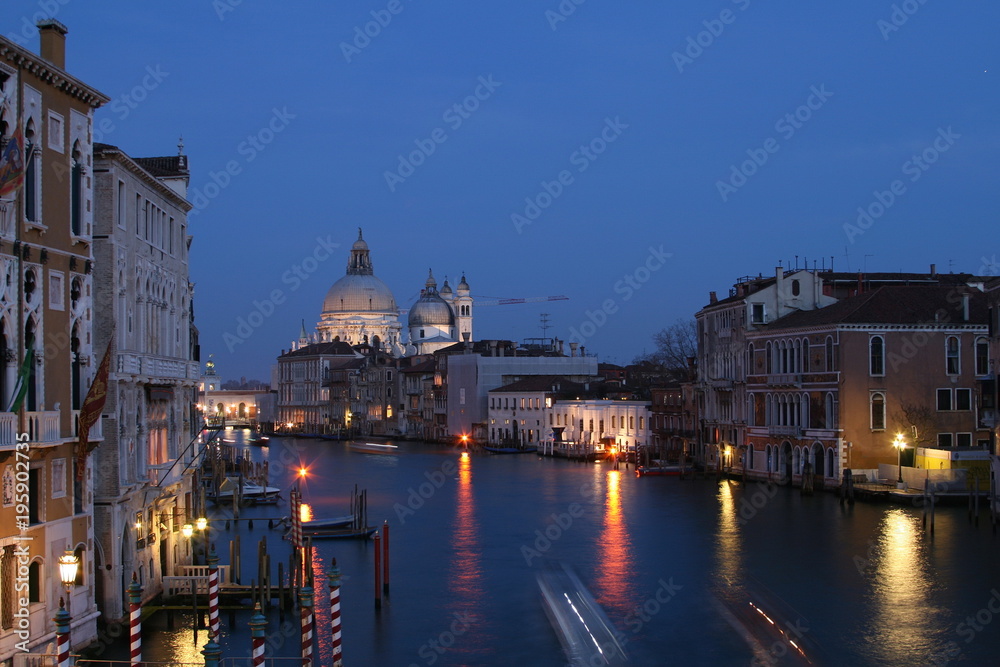 boat on the water canal in the evening venice italy