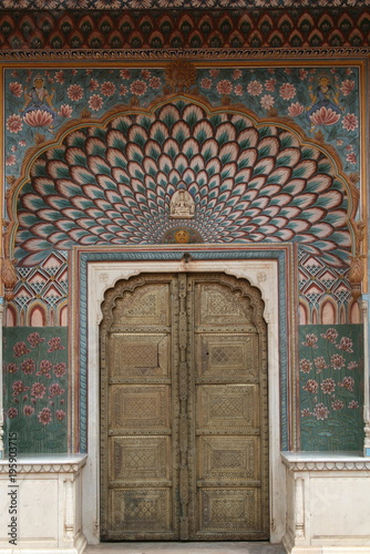 ancient colorful door in jaipur rajastan india