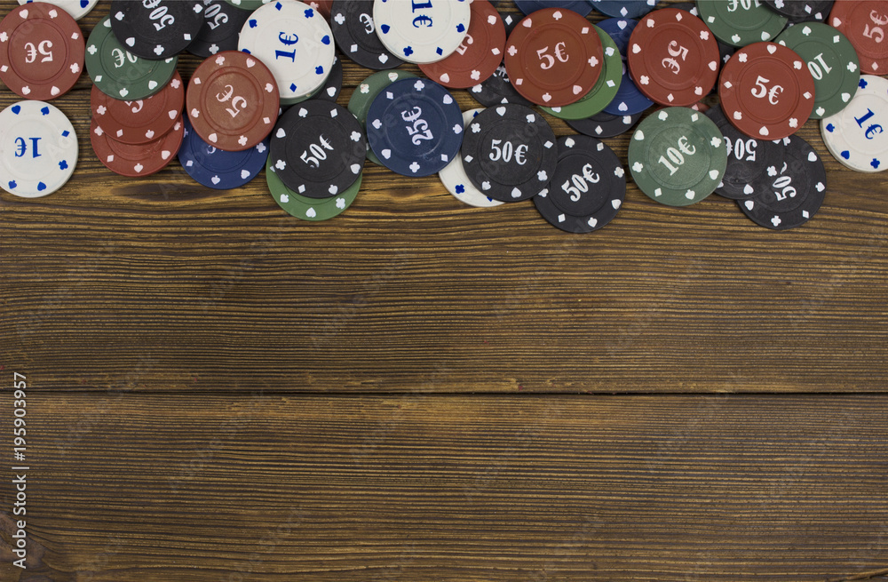 .Chips on a wooden background .Chips on a wooden background
