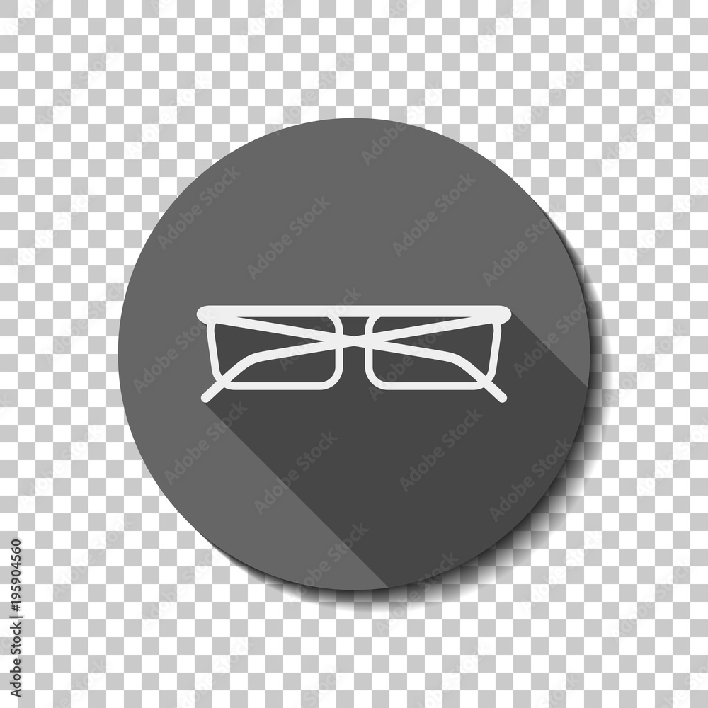 eyeglasses icon. White flat icon with long shadow in circle on transparent background eyeglasses icon. White flat icon with long shadow in circle on transparent background