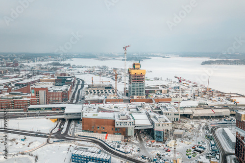Aerial view of new district of Helsinki Kalasatama, Redi Project, Kalasatama metro station photo