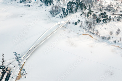 Obraz na płótnie Aerial view of new bridge in Kalasatama district Helsinki, Finland w salonie