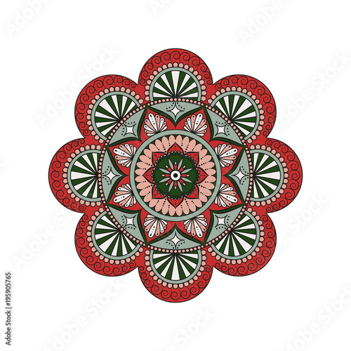 Flower Mandala. Vintage decorative elements. Oriental pattern, vector illustration. Islam, Arabic, Indian, moroccan,spain, turkish, pakistan, chinese, mystic, ottoman motifs. Coloring book page