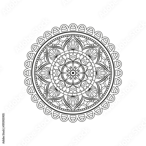 Flower Mandala. Vintage decorative elements. Oriental pattern, vector illustration. Islam, Arabic, Indian, moroccan,spain, turkish, pakistan, chinese, mystic, ottoman motifs. Coloring book page