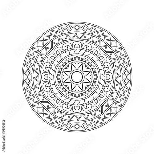 Flower Mandala. Vintage decorative elements. Oriental pattern, vector illustration. Islam, Arabic, Indian, moroccan,spain, turkish, pakistan, chinese, mystic, ottoman motifs. Coloring book page