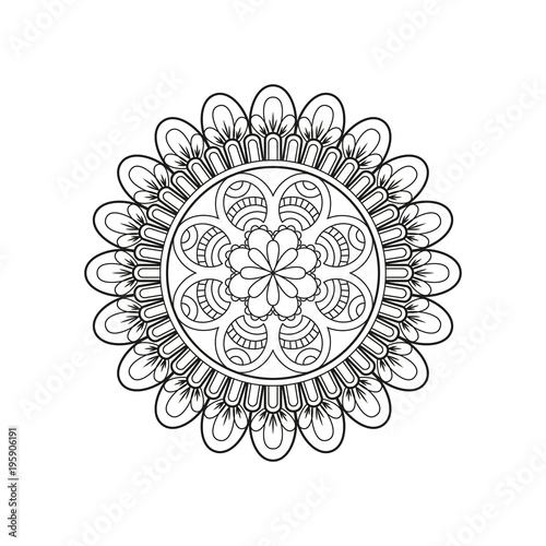 Flower Mandala. Vintage decorative elements. Oriental pattern, vector illustration. Islam, Arabic, Indian, moroccan,spain, turkish, pakistan, chinese, mystic, ottoman motifs. Coloring book page