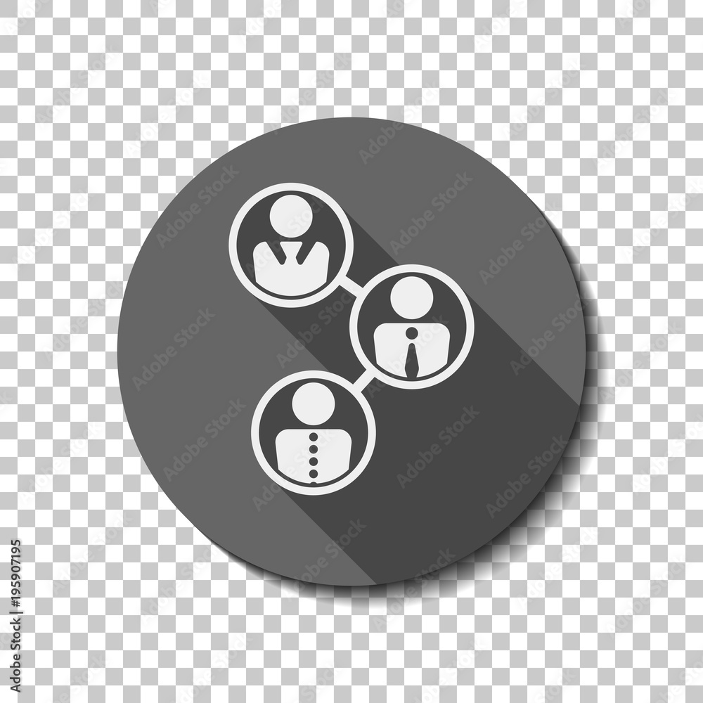 office people, team. White flat icon with long shadow in circle on transparent background office people, team. White flat icon with long shadow in circle on transparent background