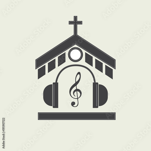 Logo Audio Bible
Christian vector logo for music radio stations. In the center of the church, headphones and a treble clef symbolize the audio Bible.