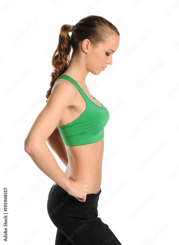 Young woman with fitness attire Young woman with fitness attire