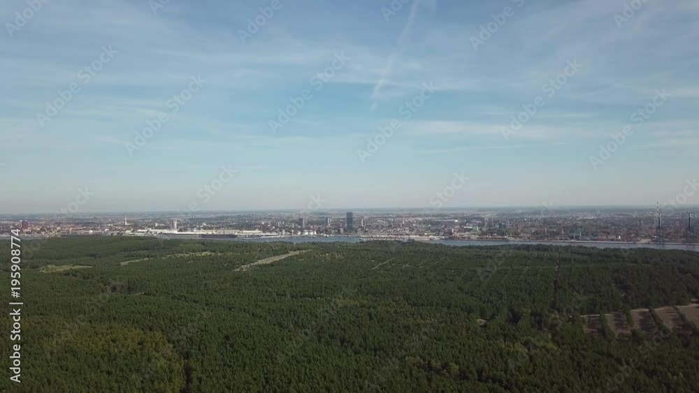 Aerial of Curonian Spit National Park and Klaipeda Skyline Aerial of Curonian Spit National Park and Klaipeda Skyline