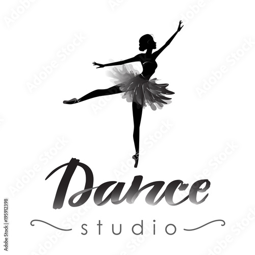 Dance studio logo with young ballerina