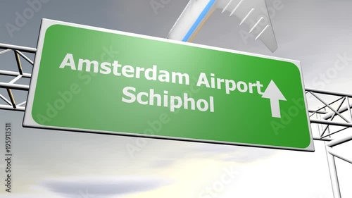 Amsterdam Airport Schiphol roadsign animation photo