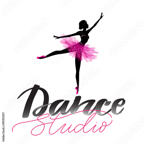 Dance studio logo with young ballerina