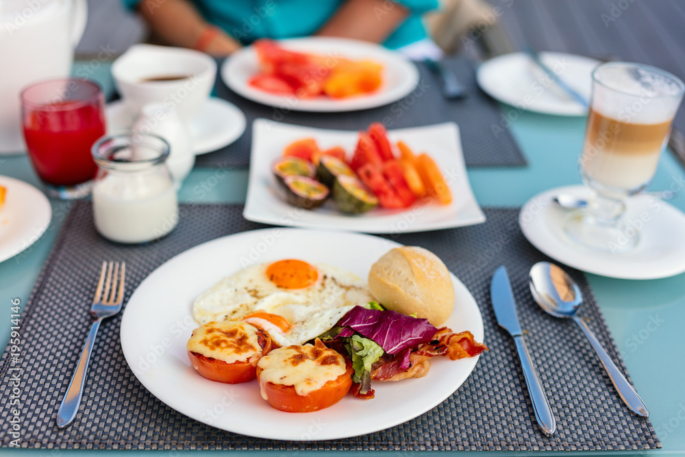 Breakfast with fried eggs Breakfast with fried eggs