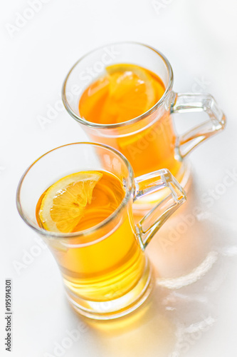 isolated tea with lemon on white background