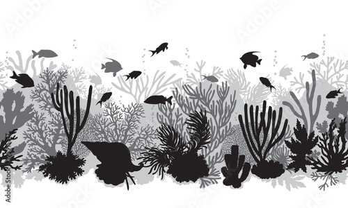 Monochrome Coral Reef Line Pattern