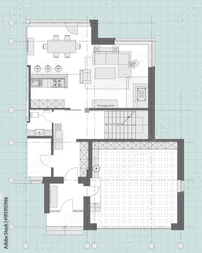 Standard living room furniture symbols set
