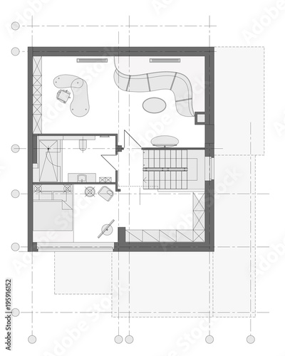 Standard living room furniture symbols set
