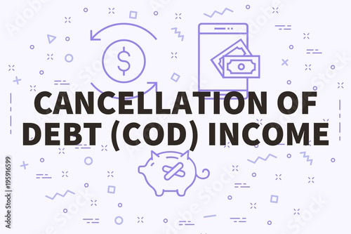 Canvas Print Conceptual business illustration with the words cancellation of debt (cod) incom