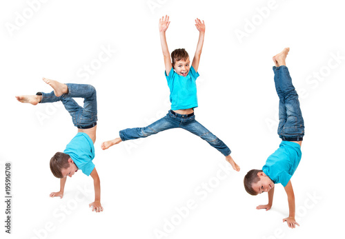 Young boy doing handstand photo