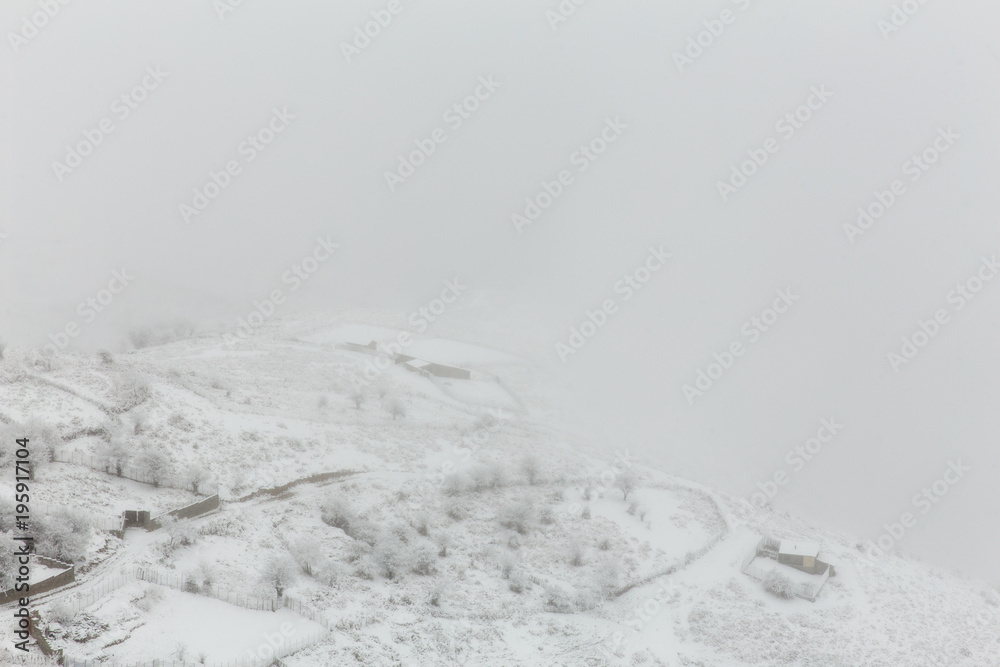 Obraz premium Snowfall in Filband, Mazandaran, Iran