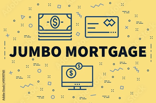 Konstfotografi Conceptual business illustration with the words jumbo mortgage