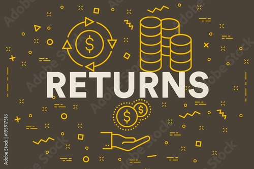 Conceptual business illustration with the words returns photo