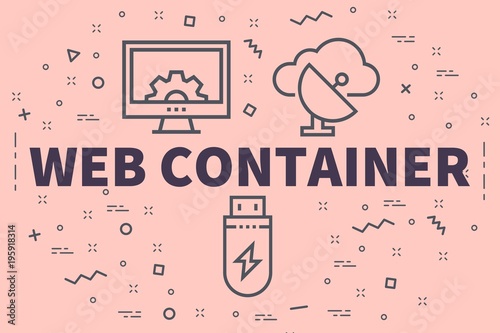 Conceptual business illustration with the words web container photo