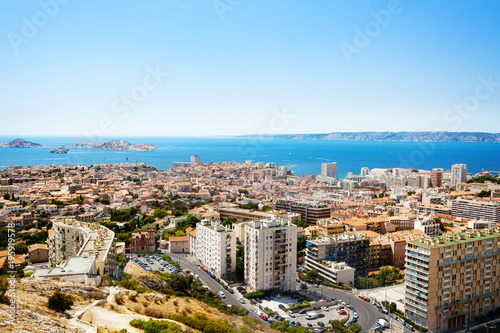 Aerial view of Marseille and its harbor, France