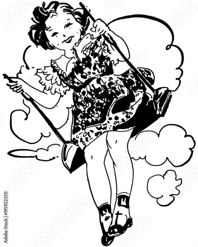 Little Girl On Swing