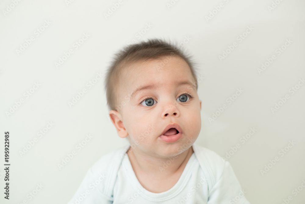 Blue-eyed baby boy on white background - Isolated background Blue-eyed baby boy on white background - Isolated background