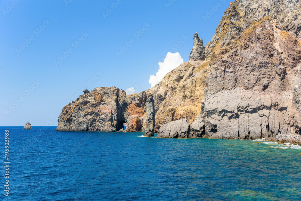 Rock formations at the coast of Lipari Island