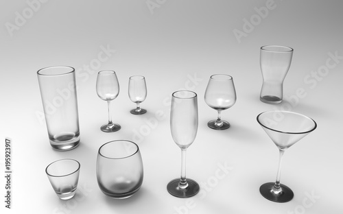 Frosted glasses, for varoius purposes in front of an light grey background
