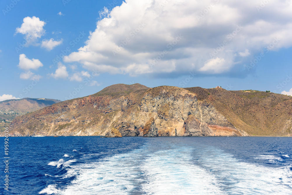 Fototapeta premium Rocky cliff coast of the Lipari Island