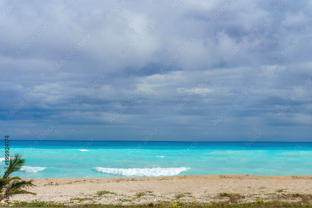 Ideal Caribbean empty beach with azure sea Ideal Caribbean empty beach with azure sea