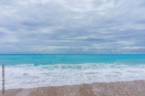 Ideal Caribbean empty beach with azure sea