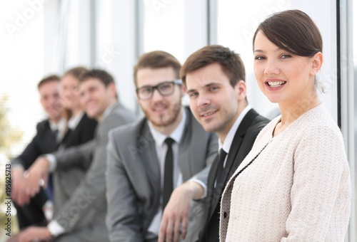 woman Manager and group business people in office