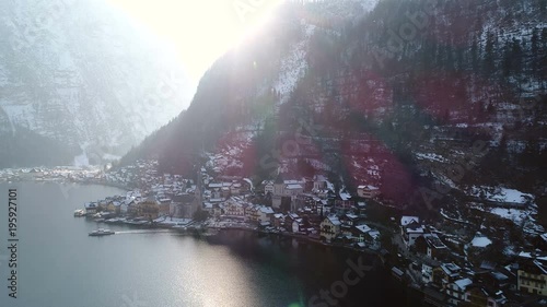 Nice aerial view of Hallstatt , Austria . photo