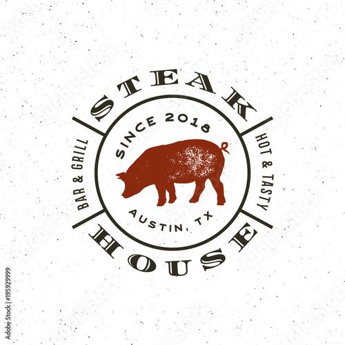 vintage steak house logo. retro styled grill restaurant emblem. vector illustration