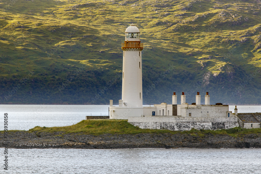 Oban, Scotland / United Kingdom - Jul 09 2017: Eilean Musdile Lighthouse.. Oban, Scotland / United Kingdom - Jul 09 2017: Eilean Musdile Lighthouse..
